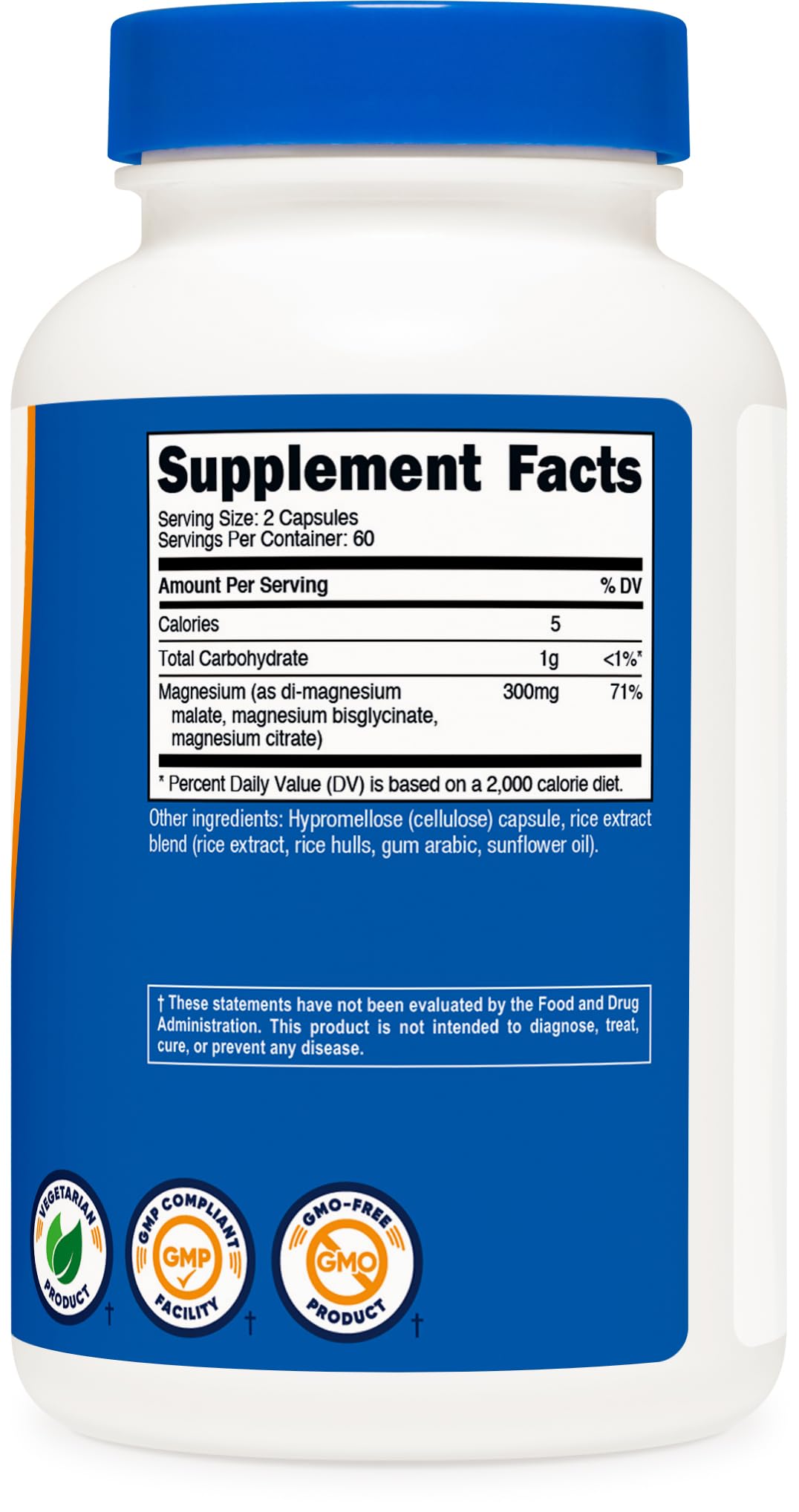 Nutricost Triple Magnesium Complex (300mg, 120 Capsules) - from Di-Magnesium Malate, Bisglycinate and Citrate, 60 Servings - dailyvitalstore