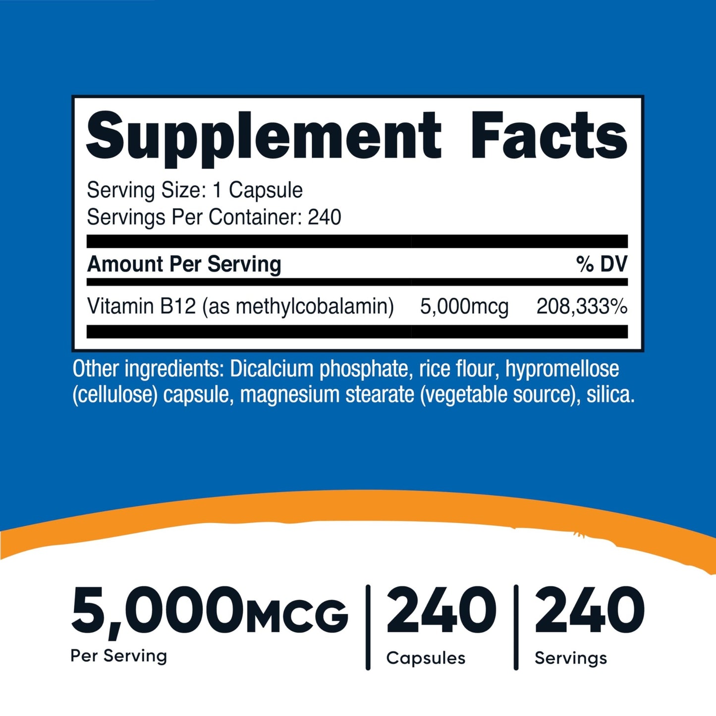 Nutricost Vitamin B12 (Methylcobalamin) 5000mcg, 240 Capsules - Vegetarian Caps, Non-GMO, Gluten Free B12 Supplement - dailyvitalstore