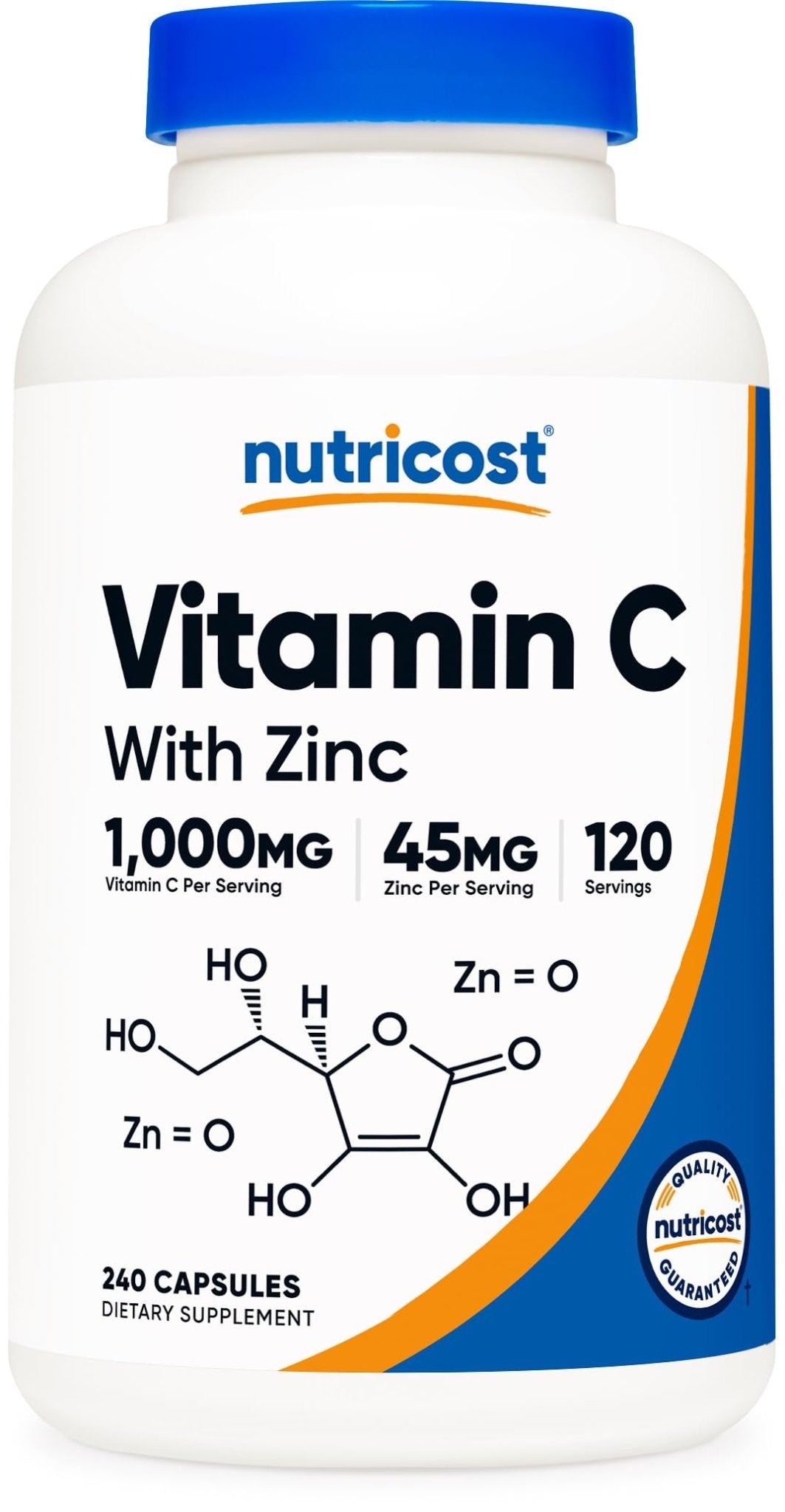 Nutricost Vitamin C with Zinc Capsules, 120 Servings - 1000mg, 45mg Zinc, Non-GMO, Gluten Free Vitamin C Supplement - dailyvitalstore