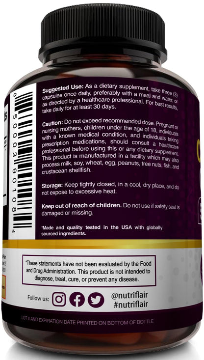 NutriFlair Multi Collagen Peptides 2250mg - Type I, II, III, V, X - Collagen Supplements Complex Powder Pills for Women and Men - Hydrolyzed Protein, Healthy Hair, Skin, Nails - Non-GMO (180 Capsules) - dailyvitalstore