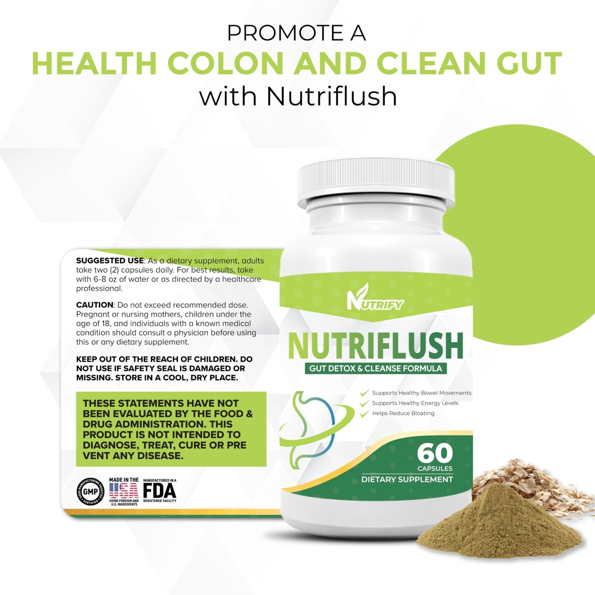 NutriFlush - Powerful Colon Support & Gut Cleanse Formula, High Absorption, GMO Free, Made in USA - dailyvitalstore