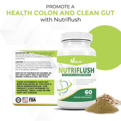 NutriFlush - Powerful Colon Support & Gut Cleanse Formula, High Absorption, GMO Free, Made in USA - dailyvitalstore