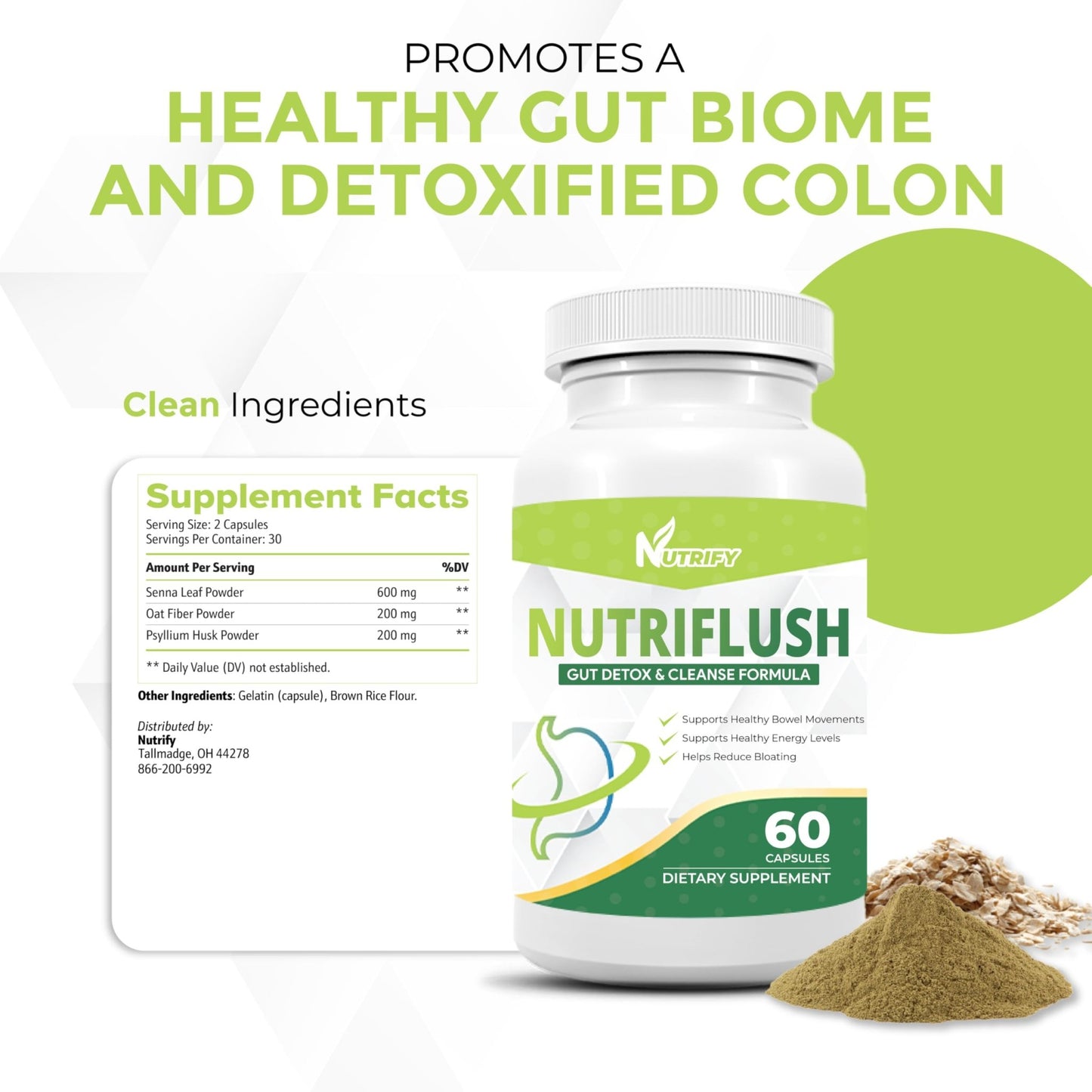 NutriFlush - Powerful Colon Support & Gut Cleanse Formula, High Absorption, GMO Free, Made in USA - dailyvitalstore