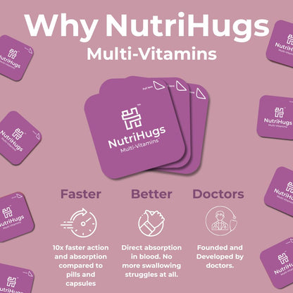 NutriHugs Daily Multivitamin Dissolving Strips - Vitamins A, B-Complex, C, D3 and K2 - 11 Essential Vitamins & Minerals - Vegan, Sugar-Free, Fast-Absorbing Oral Thin Film - Doctor-Founded - 30 Count - dailyvitalstore