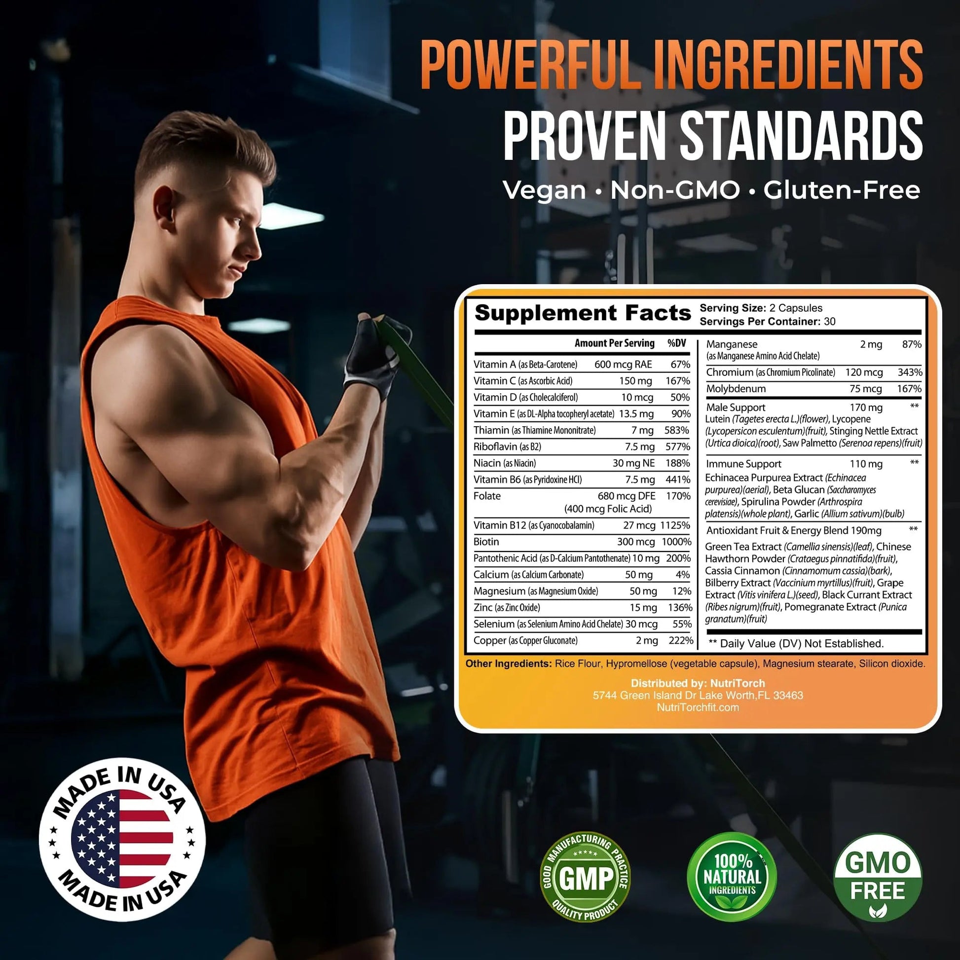 NutriTorch Multivitamin for Men – Adult Dietary Supplement with Vitamins A, C & D, Minerals & Antioxidants for Immune Support, Increased Energy - dailyvitalstore