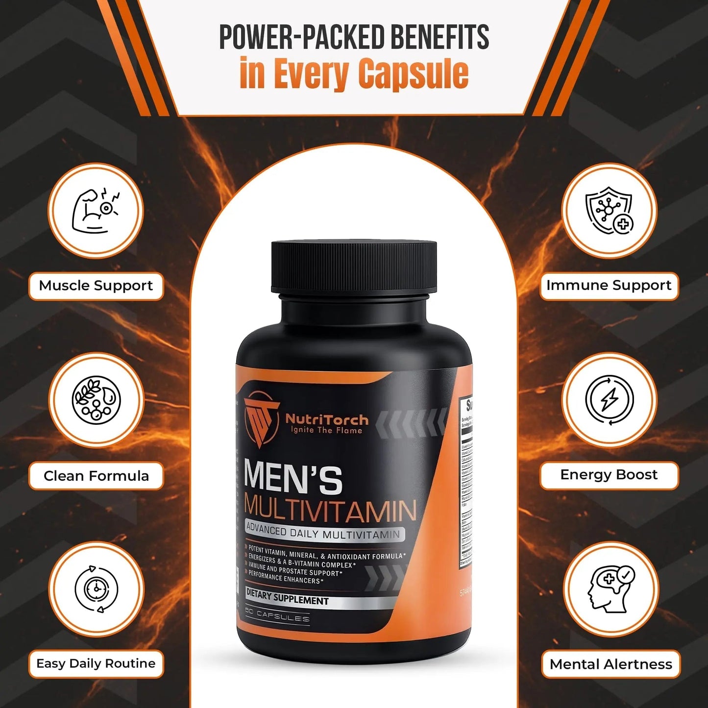 NutriTorch Multivitamin for Men – Adult Dietary Supplement with Vitamins A, C & D, Minerals & Antioxidants for Immune Support, Increased Energy - dailyvitalstore