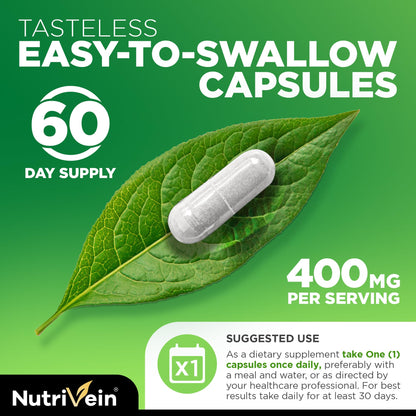 Nutrivein Premium DIM Supplement 400 mg Daily - 120 Servings (120 Capsules): Diindolylmethane for Women and Men - Plus Bioperine - Estrogen Supplement - Menopause and Middle Age Support - dailyvitalstore