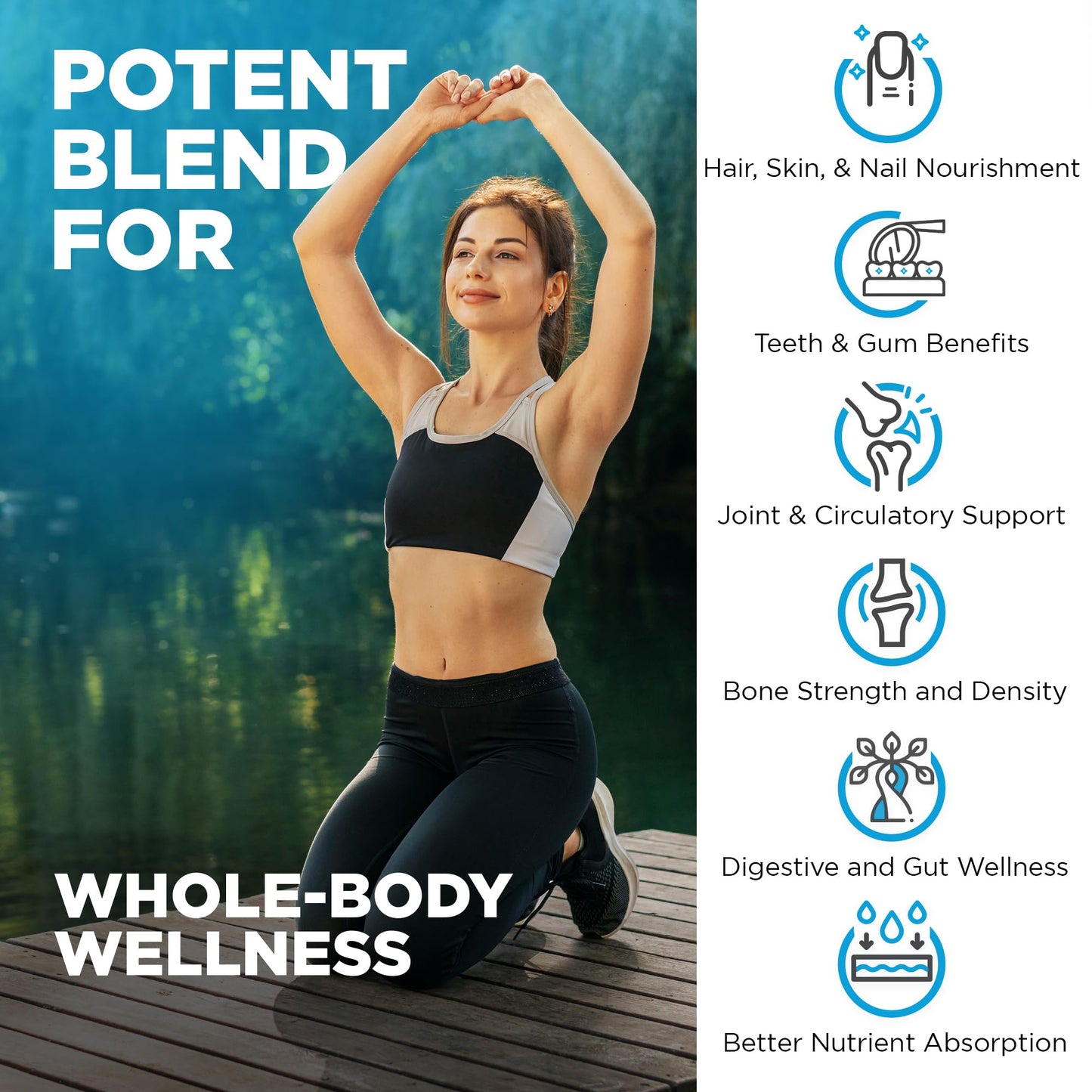 Nutrivein Premium Multi Collagen Pills 2250 mg - 180 Easy-to-Swallow Collagen Capsules: Type I, II, III, V, X Hydrolyzed Protein Peptides for Women and Men - dailyvitalstore