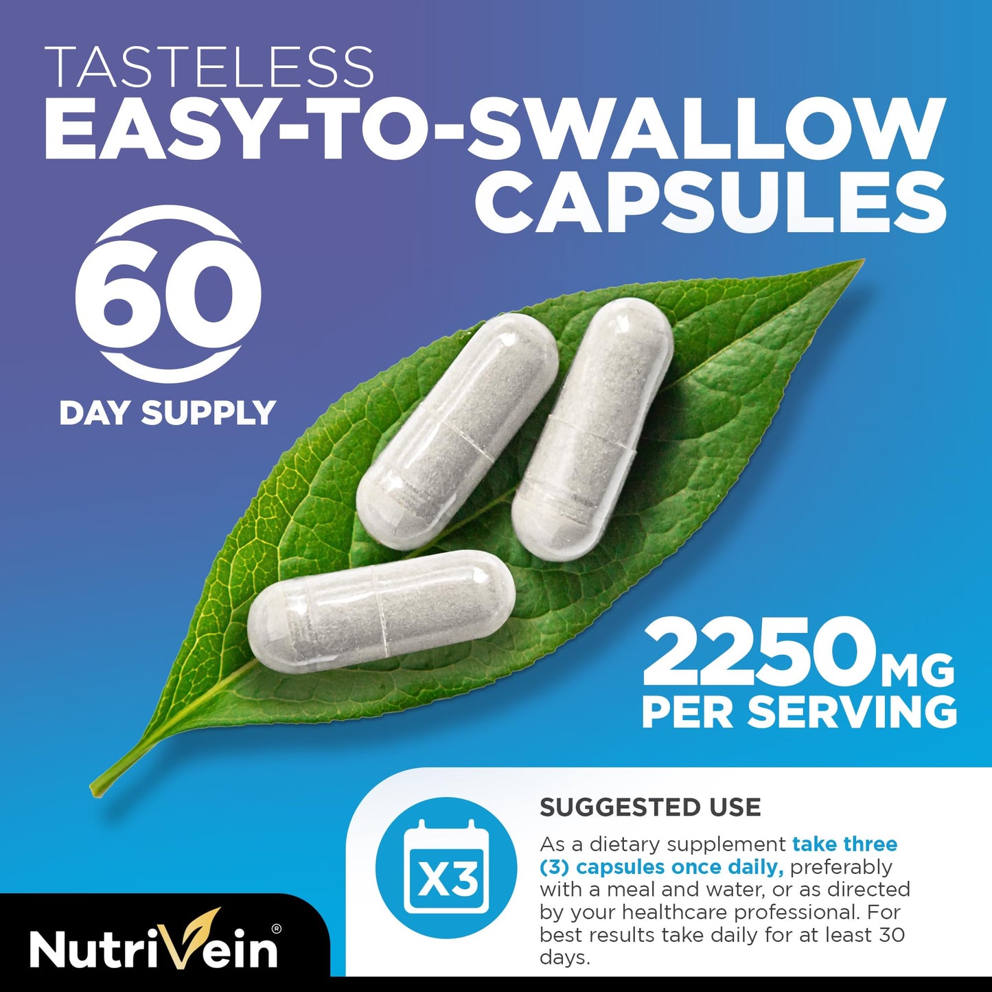 Nutrivein Premium Multi Collagen Pills 2250 mg - 180 Easy-to-Swallow Collagen Capsules: Type I, II, III, V, X Hydrolyzed Protein Peptides for Women and Men - dailyvitalstore