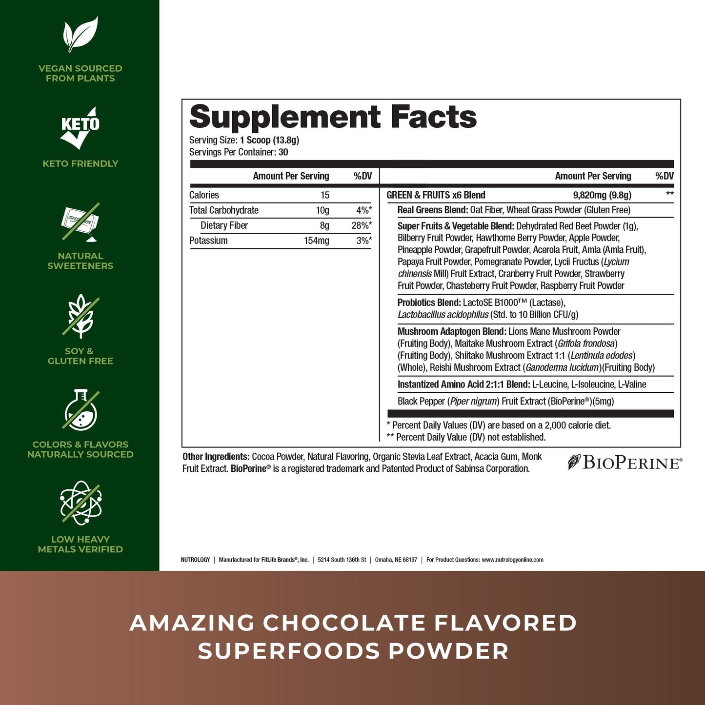 Nutrology Greens & Fruits Powder-Naturally Sourced Superfood, Chocolate (30 Servings) Beet Natural O2, Pre Workout Powder, Passion Fruit Flavor (30 Servings) - dailyvitalstore