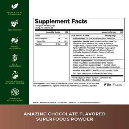 Nutrology Greens & Fruits Powder-Naturally Sourced Superfood, Chocolate (30 Servings) Beet Natural O2, Pre Workout Powder, Passion Fruit Flavor (30 Servings) - dailyvitalstore
