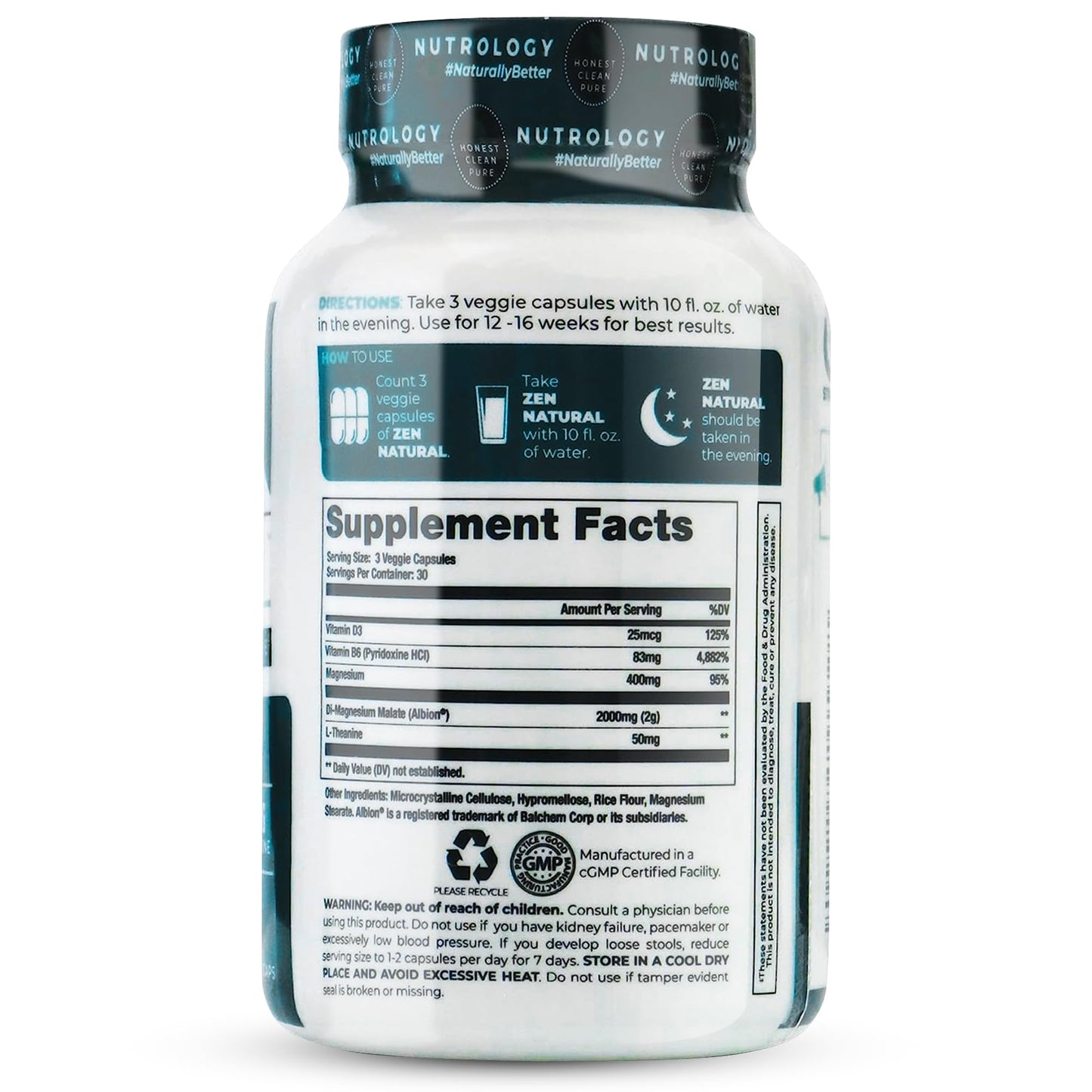Nutrology Greens & Fruits Powder-Naturally Sourced Superfood, Chocolate (30 Servings) Zen Natural Magnesium Supplement (30 Servings) - dailyvitalstore