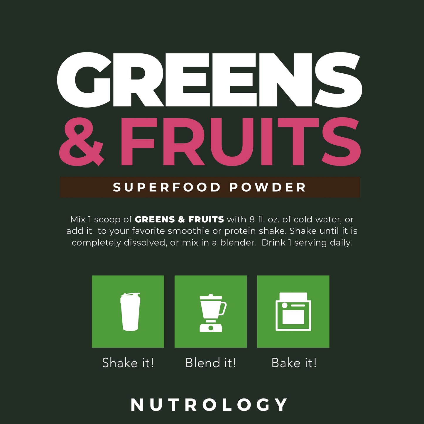 Nutrology Greens & Fruits Powder-Naturally Sourced Superfood, Chocolate (30 Servings) Zen Natural Magnesium Supplement (30 Servings) - dailyvitalstore