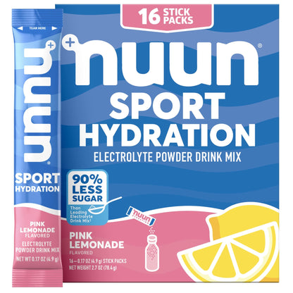 Nuun Sport Electrolyte Powder Packets with Magnesium, Calcium, Potassium, Chloride, and Sodium, Hydration Packets for On-the-Go, Pink Lemonade Flavor, Gluten Free & Vegan, - dailyvitalstore