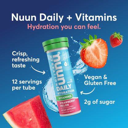 Nuun Vitamins Electrolyte Tablets with Vitamin D, C, E, A, & B6, Folic Acid, Magnesium & 4 Other Essential Electrolytes, Gluten Free & Vegan - dailyvitalstore
