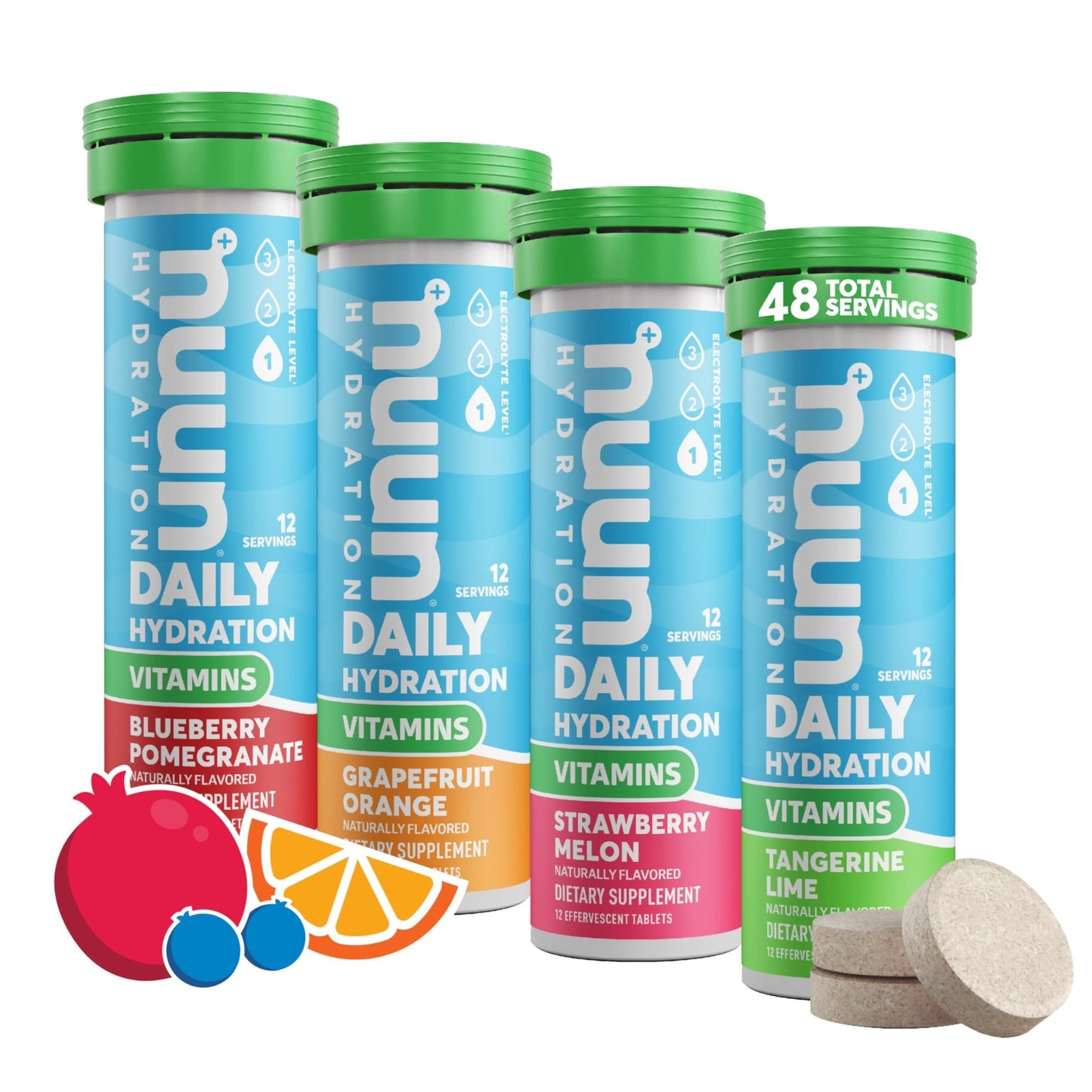 Nuun Vitamins Electrolyte Tablets with Vitamin D, C, E, A, & B6, Folic Acid, Magnesium & 4 Other Essential Electrolytes, Gluten Free & Vegan - dailyvitalstore
