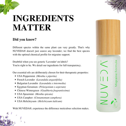 NUVEDA® Advanced Migraine Formula - All Natural Headache Stick | Modern Ayurvedic, Roll On Stick | Therapeutic Grade Essential Oil Aromatherapy | Made in USA - dailyvitalstore