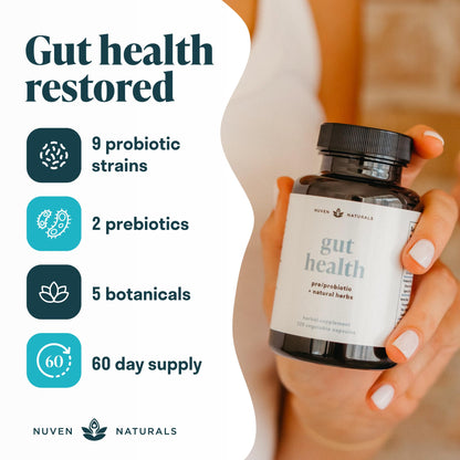 Nuven Naturals All-in-One Gut Health w/Probiotics, Prebiotics, Digestion-Supporting Herbs - dailyvitalstore