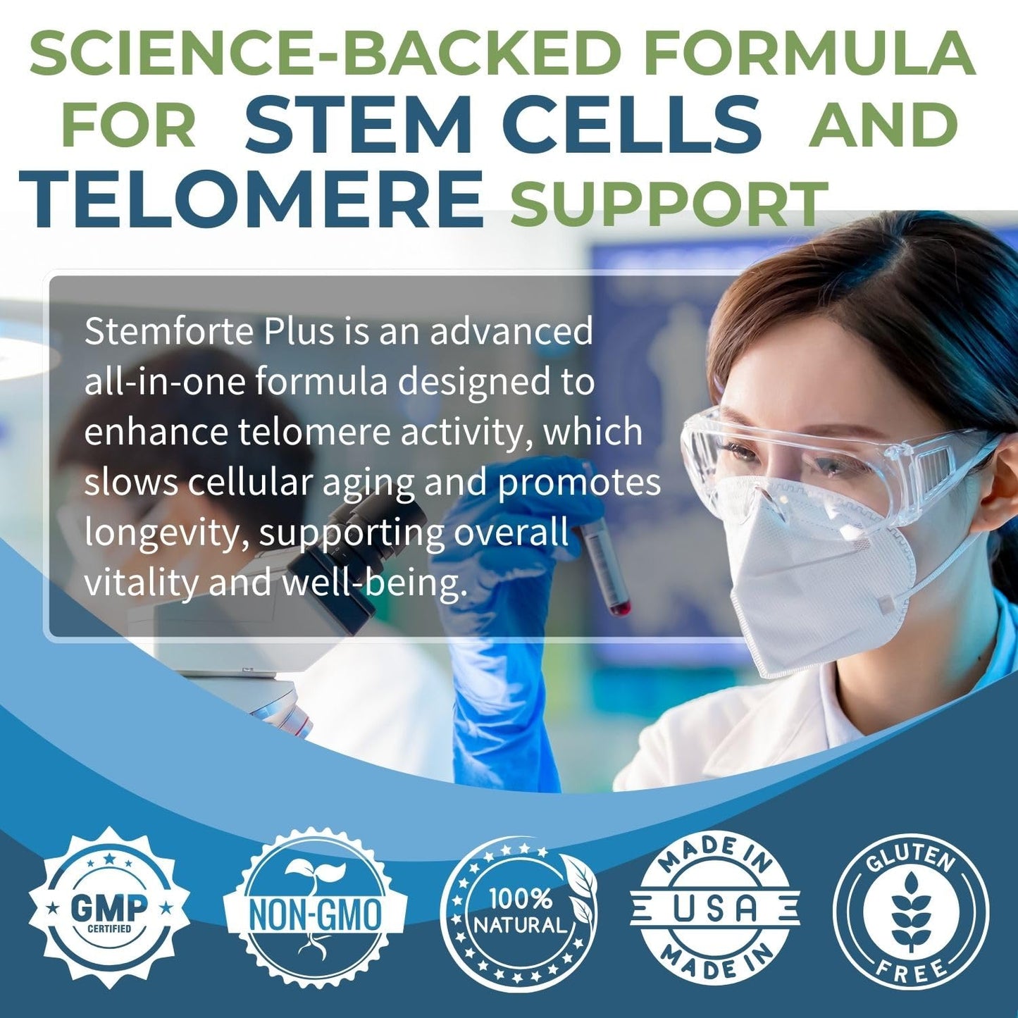 NuVi Global Stemforte Plus Stem Cell and Telomere Supplements – Cell Regeneration, Cell Growth & Telomere Support for Healthy Aging & Cellular Health – 90 Capsules for Men & Women - dailyvitalstore