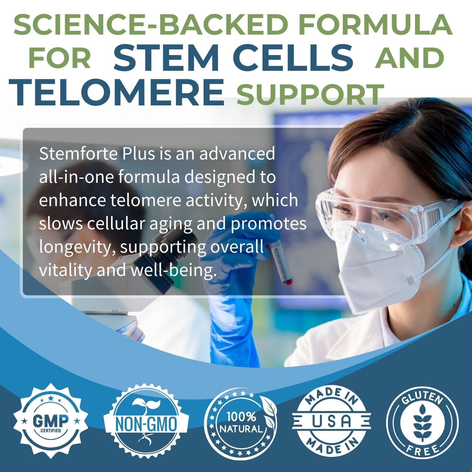 NuVi Global Stemforte Plus Stem Cell and Telomere Supplements – Cell Regeneration, Cell Growth & Telomere Support for Healthy Aging & Cellular Health – 90 Capsules for Men & Women - dailyvitalstore