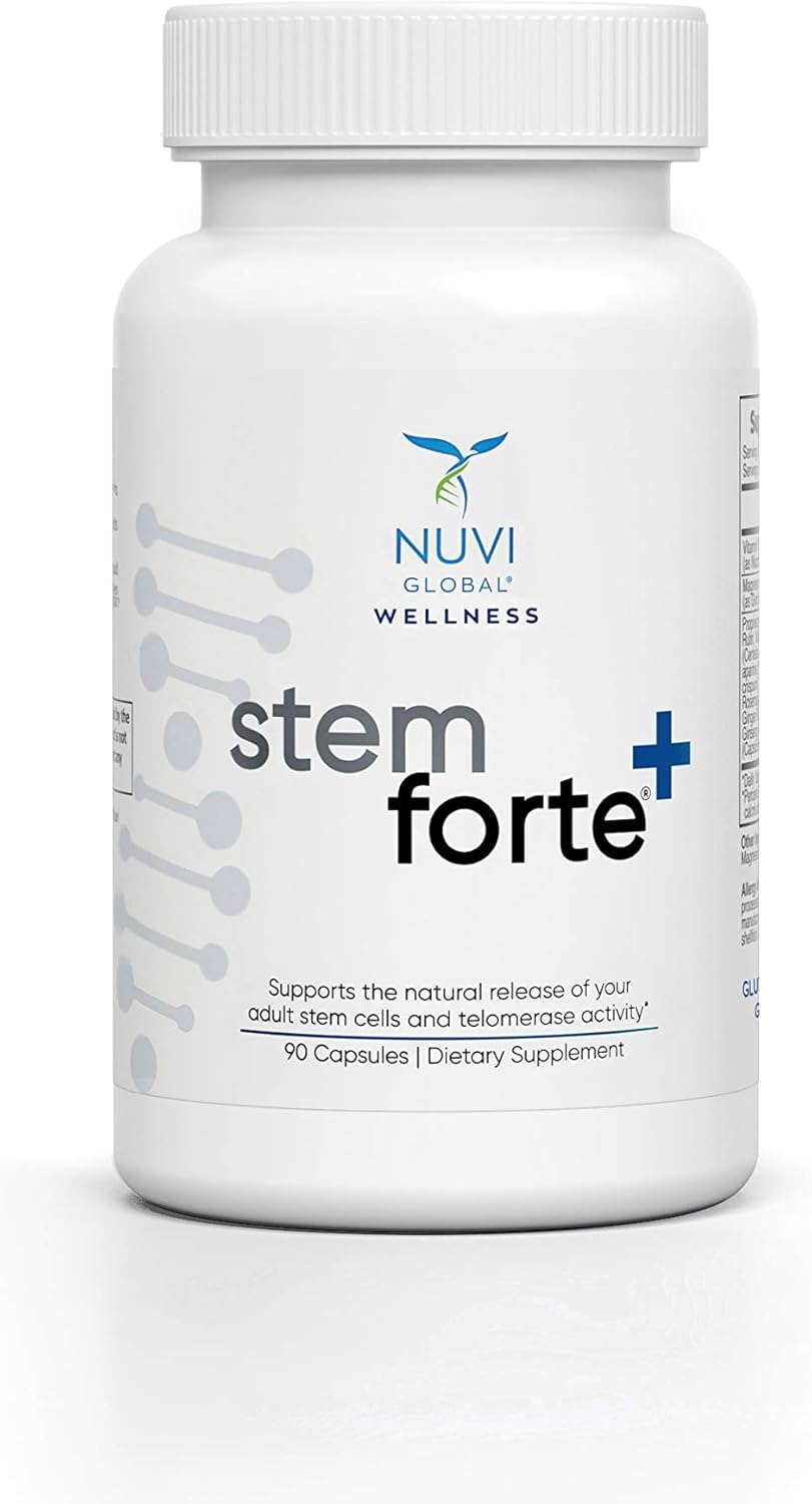 NuVi Global Stemforte Plus Stem Cell and Telomere Supplements – Cell Regeneration, Cell Growth & Telomere Support for Healthy Aging & Cellular Health – 90 Capsules for Men & Women - dailyvitalstore