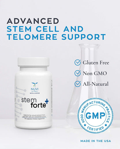 NuVi Global Stemforte Plus Stem Cell and Telomere Supplements – Cell Regeneration, Cell Growth & Telomere Support for Healthy Aging & Cellular Health – 90 Capsules for Men & Women - dailyvitalstore