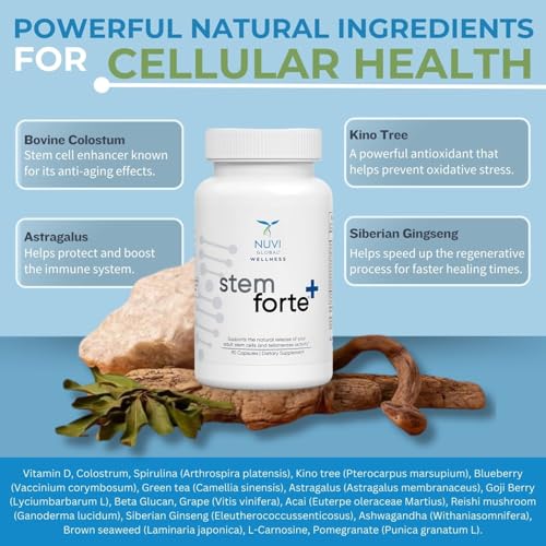 NuVi Global Stemforte Plus Stem Cell and Telomere Supplements – Cell Regeneration, Cell Growth & Telomere Support for Healthy Aging & Cellular Health – 90 Capsules for Men & Women - dailyvitalstore
