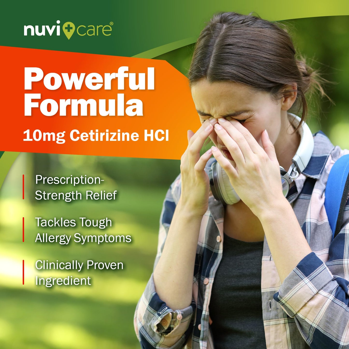 Nuvicare 24-Hour Allergy Medicine - Cetirizine Hydrochloride 10mg Tablets - Compare to the Active Ingredient in Zyrtec Antihistamine Meds - Generic Allergy Pills for All Day Allergy Relief (100 Count) - dailyvitalstore