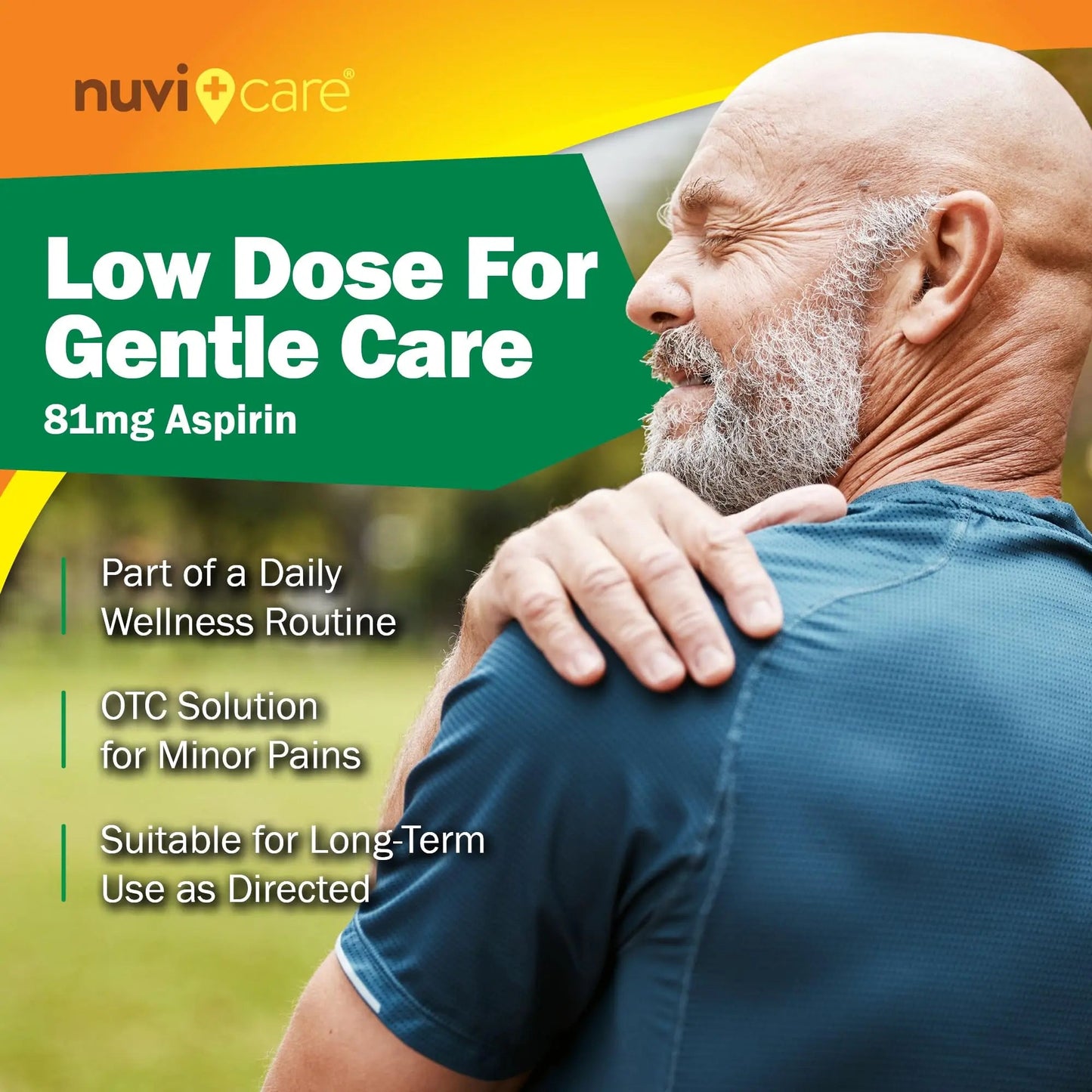 NUVICARE Low Dose Aspirin 81mg for Adults Coated Caplets - Compare to Active Ingredient in Low Dose Bayer Aspirin for Adults - Safety Coated (300 Count) - dailyvitalstore