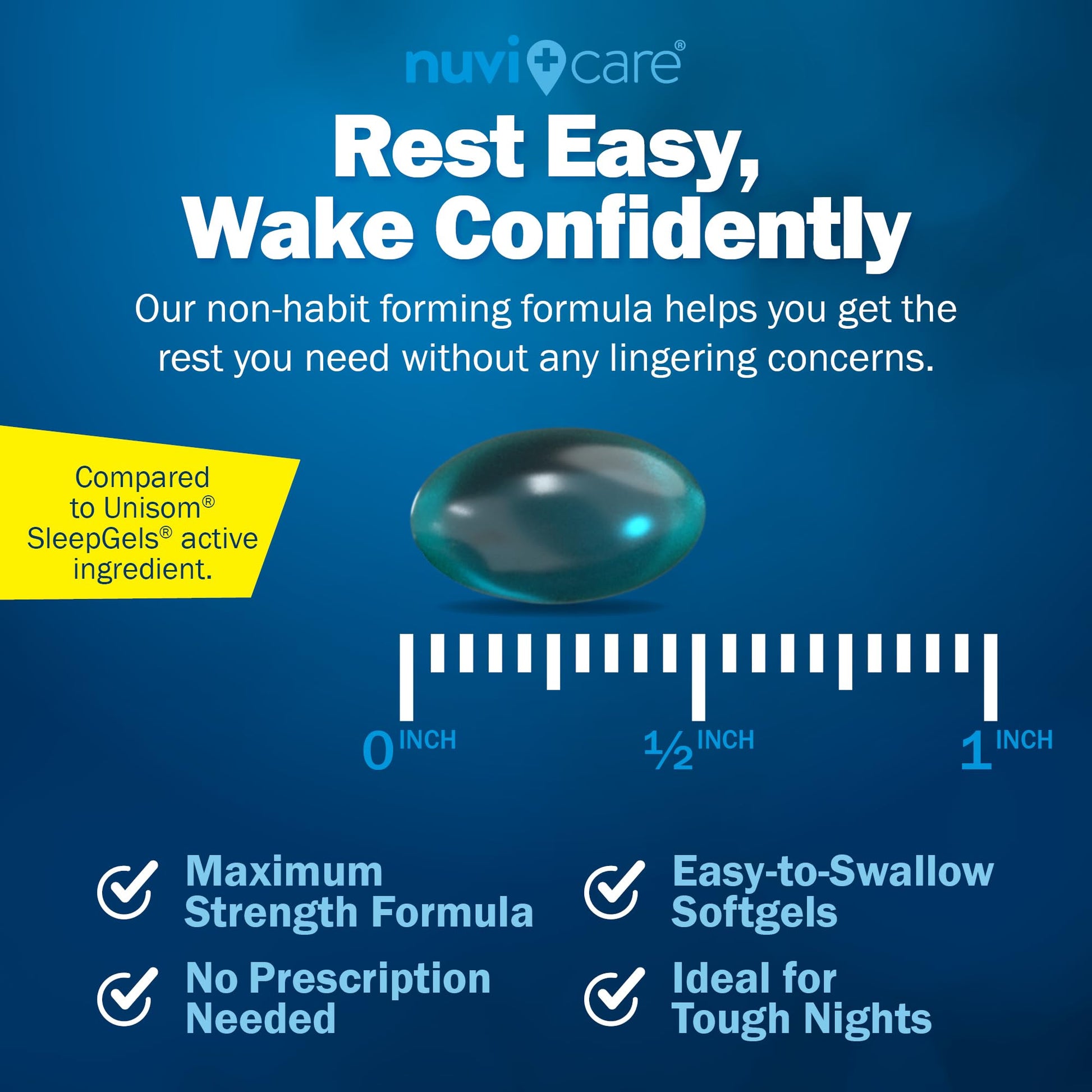 NUVICARE Maximum Strength SleepAid Soft Gels - Nighttime Sleep Aid with Diphenhydramine HCl 50mg - Non Habit Forming Sleeping Pills for Adults - Extra Strong OTC Sleep Aids for Adults (100 Count) - dailyvitalstore