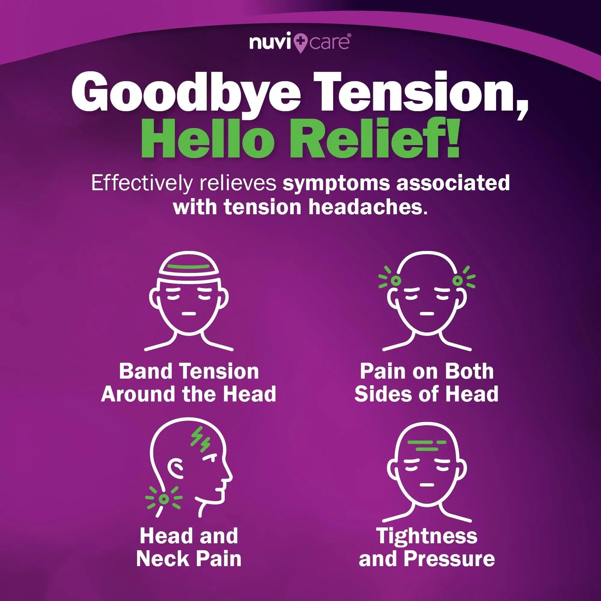 Nuvicare Tension Headache Relief Pills with 500mg Acetaminophen and 65mg Caffeine - Non Aspirin Pain Reliever Aid - Compare to Active Ingredient in Aspirin Free Excedrin Tension Headache (100 Caplets) - dailyvitalstore
