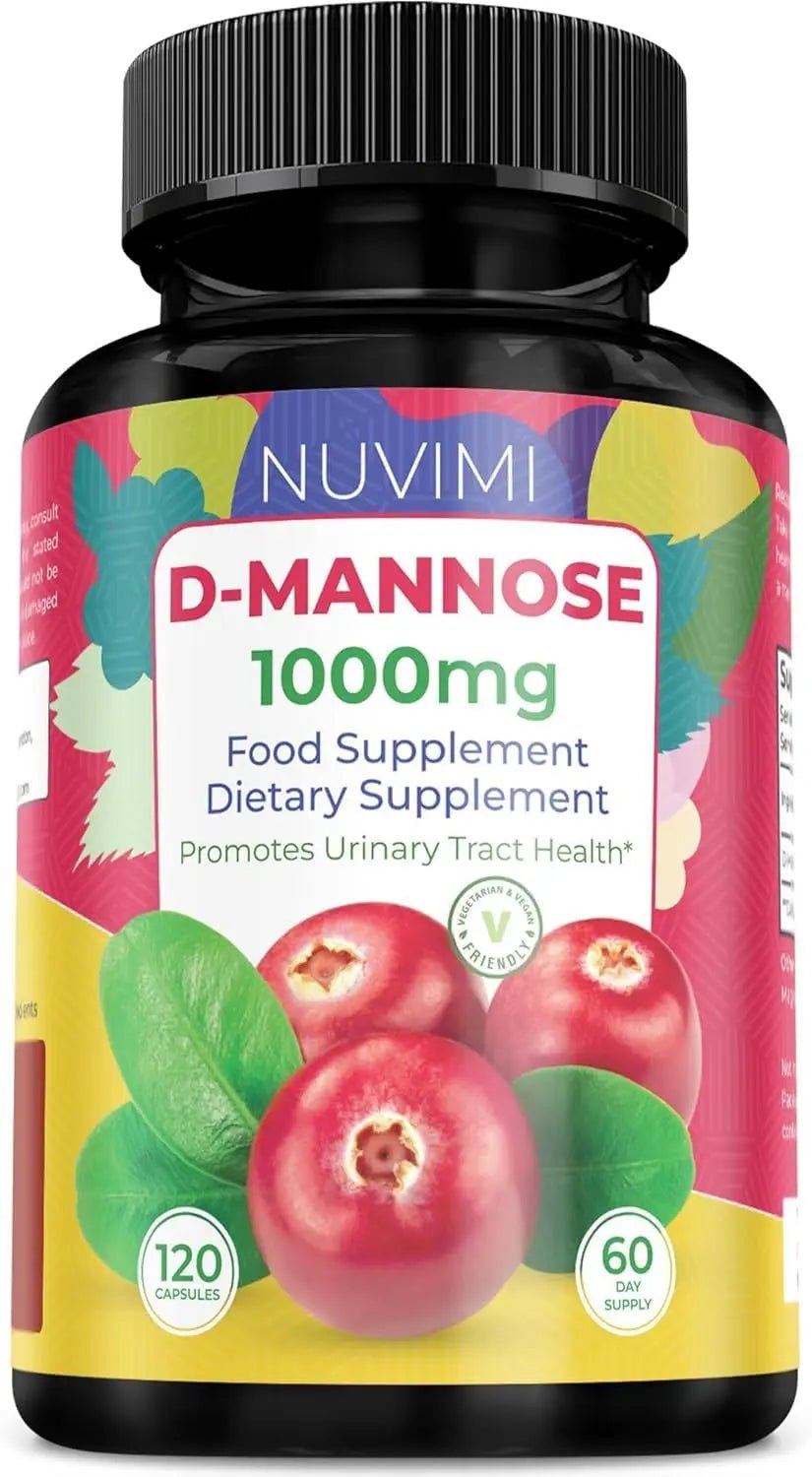 NUVIMI D Mannose 120 Capsules - 1000 mg per Dose - Dietary Supplement Helps Promote Urinary Tract Health - Natural Vegan UTI Defense - dailyvitalstore