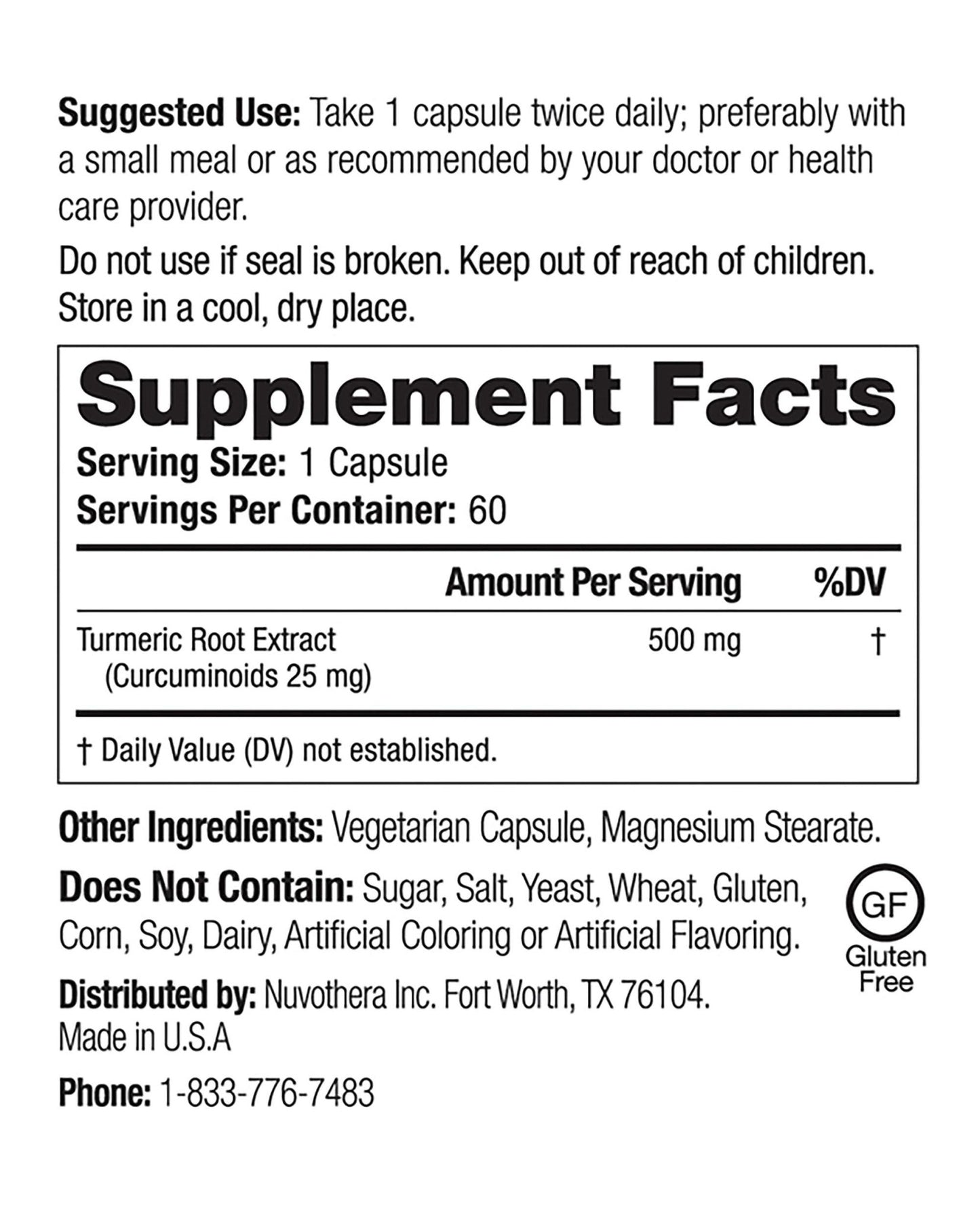 Nuvothera Super-Micronized Turmeric Curcumin Capsules Rapid Absorption, Whole Root, Non-GMO, Skin, Gut Health & Antioxidants (1 Month Pack (60 Capsules)) - dailyvitalstore