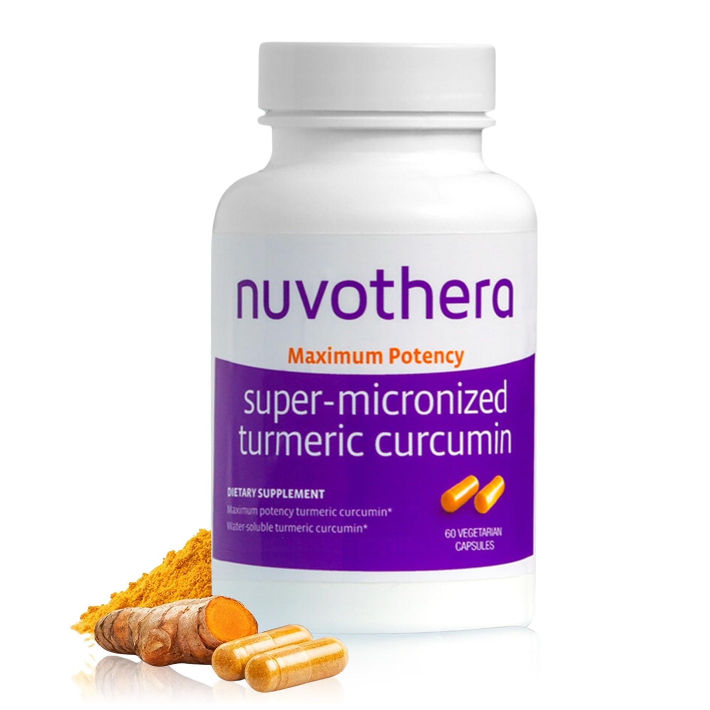 Nuvothera Super-Micronized Turmeric Curcumin Capsules Rapid Absorption, Whole Root, Non-GMO, Skin, Gut Health & Antioxidants (1 Month Pack (60 Capsules)) - dailyvitalstore