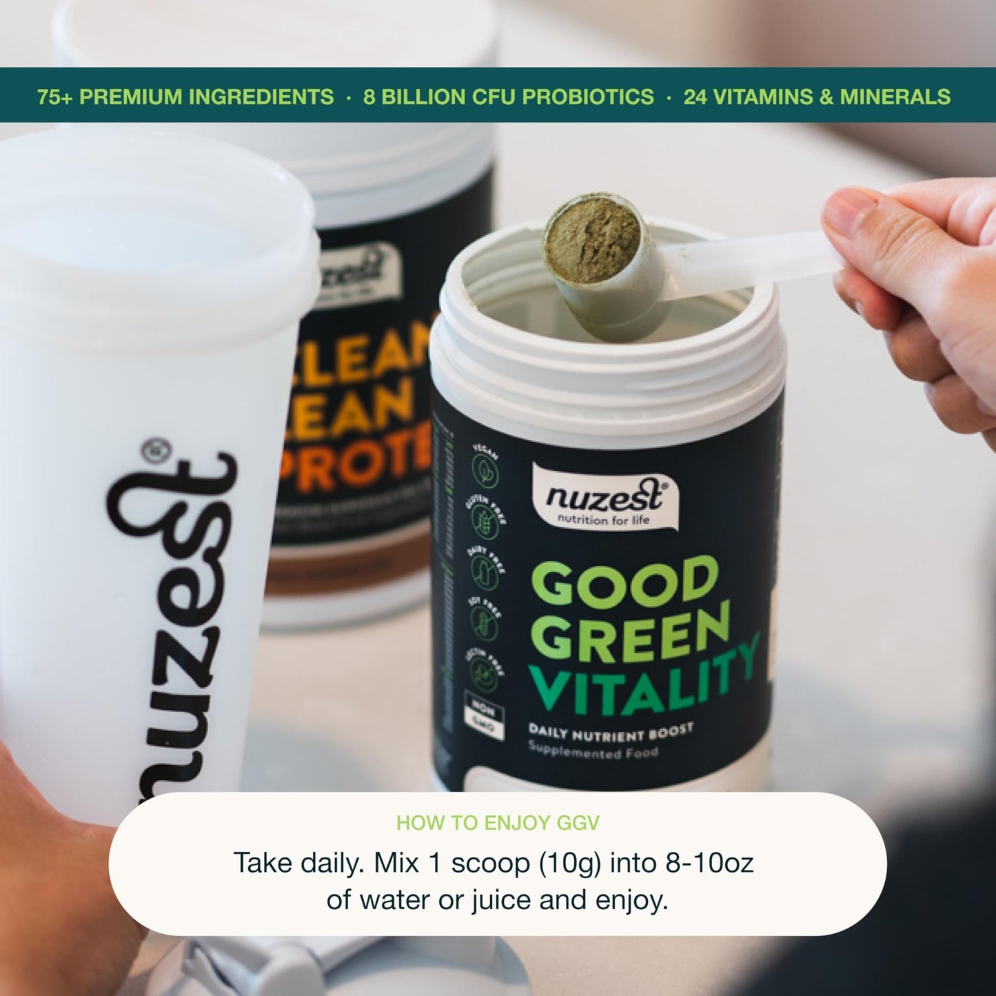 Nuzest Greens Powder Good Green Vitality – Vitamins, Minerals & Superfoods – Vegan Multivitamin Supplement (300g) - dailyvitalstore