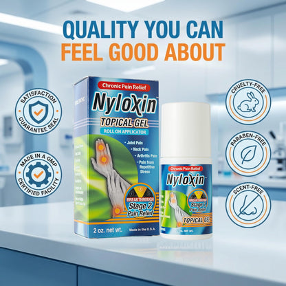 Nyloxin Roll-On Arthritis Pain Relief Gel, Back Pain Relief, Neuropathy Pain Relief, Nerve Pain Relief, Knee Pain Relief, Foot Pain Relief, Muscle Pain Relief, Shoulder Pain, Joint Pain (2 oz) - dailyvitalstore