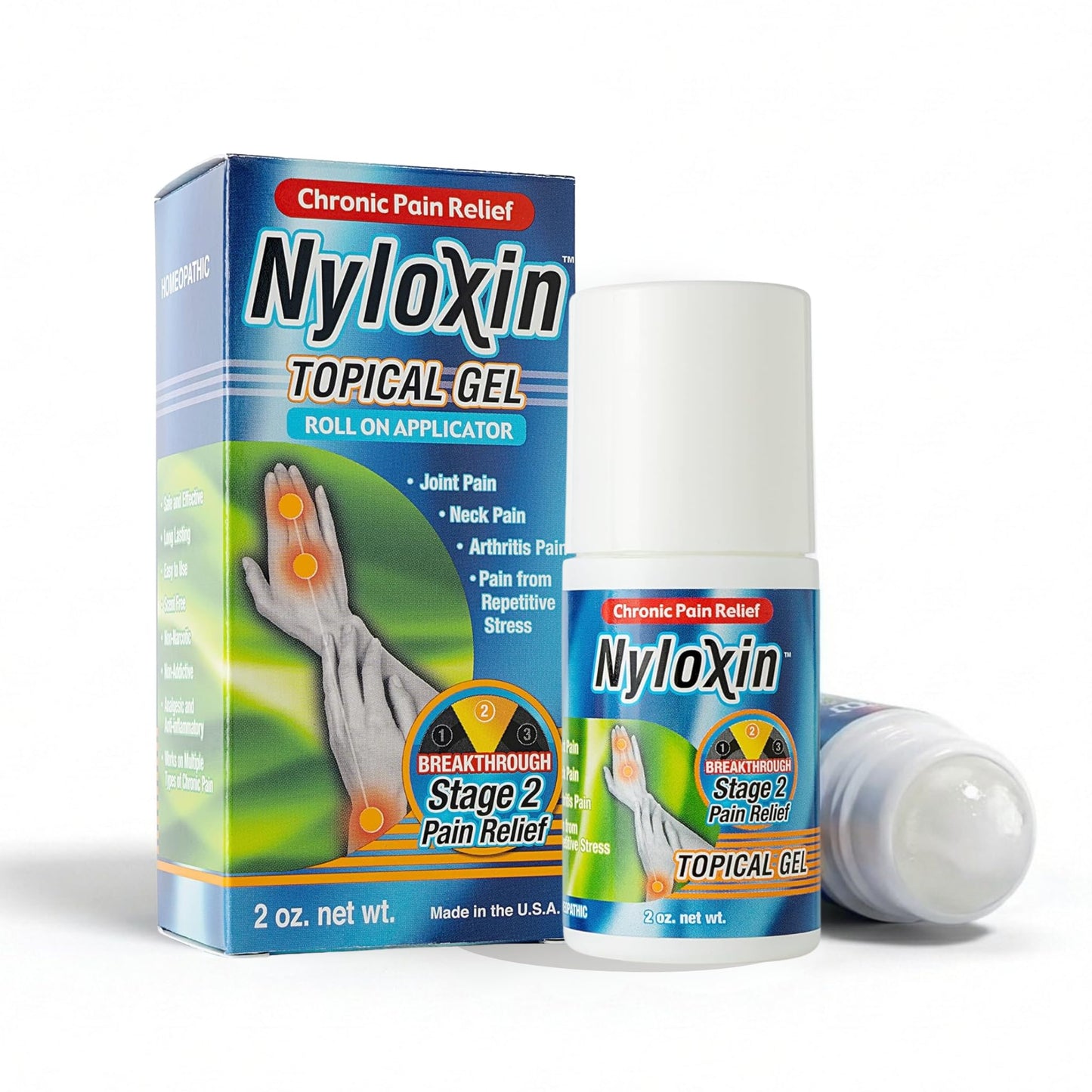 Nyloxin Roll-On Arthritis Pain Relief Gel, Back Pain Relief, Neuropathy Pain Relief, Nerve Pain Relief, Knee Pain Relief, Foot Pain Relief, Muscle Pain Relief, Shoulder Pain, Joint Pain (2 oz) - dailyvitalstore