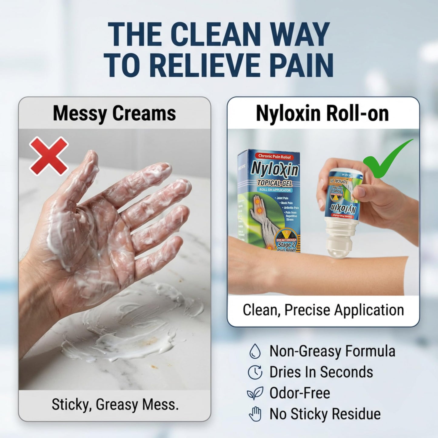 Nyloxin Roll-On Arthritis Pain Relief Gel, Back Pain Relief, Neuropathy Pain Relief, Nerve Pain Relief, Knee Pain Relief, Foot Pain Relief, Muscle Pain Relief, Shoulder Pain, Joint Pain (2 oz) - dailyvitalstore