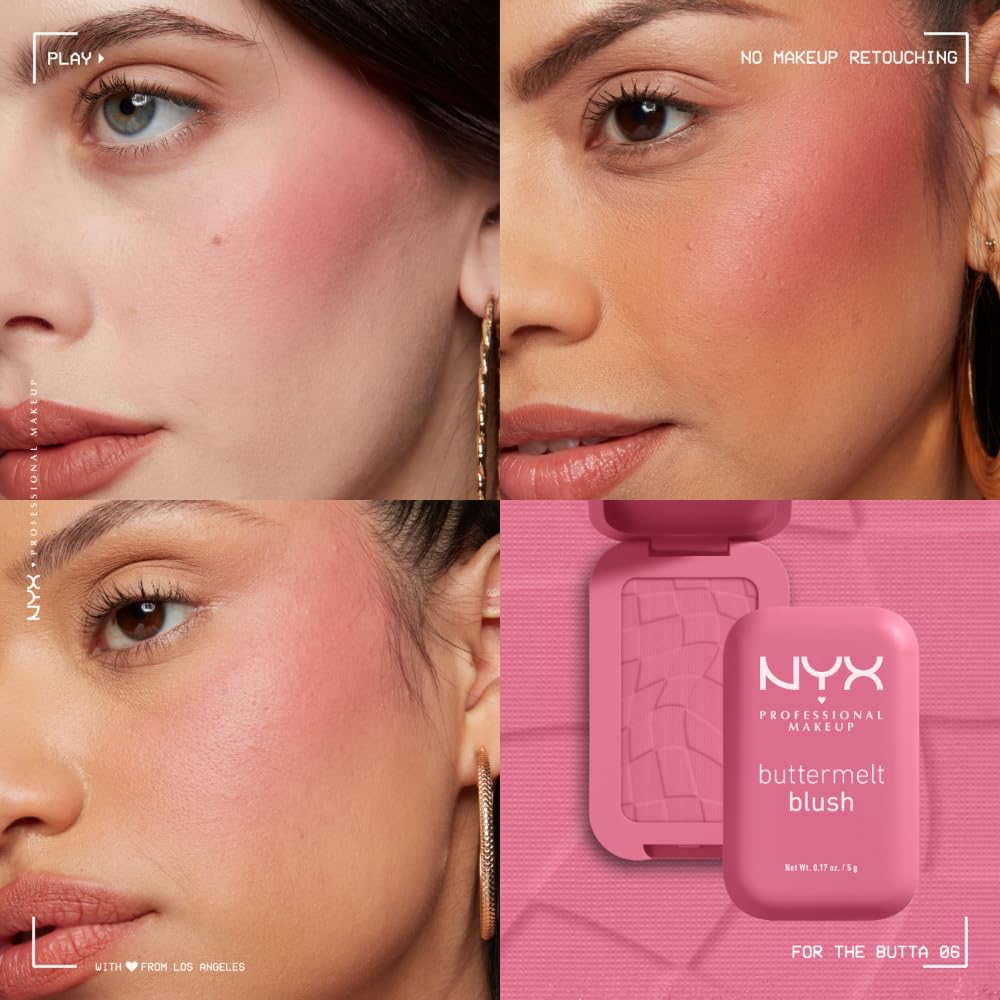NYX PROFESSIONAL MAKEUP Buttermelt Powder Blush, Fade and Transfer-Resistant Blush, Up to 12HR Make Up Wear, Vegan Formula - For The Butta - dailyvitalstore