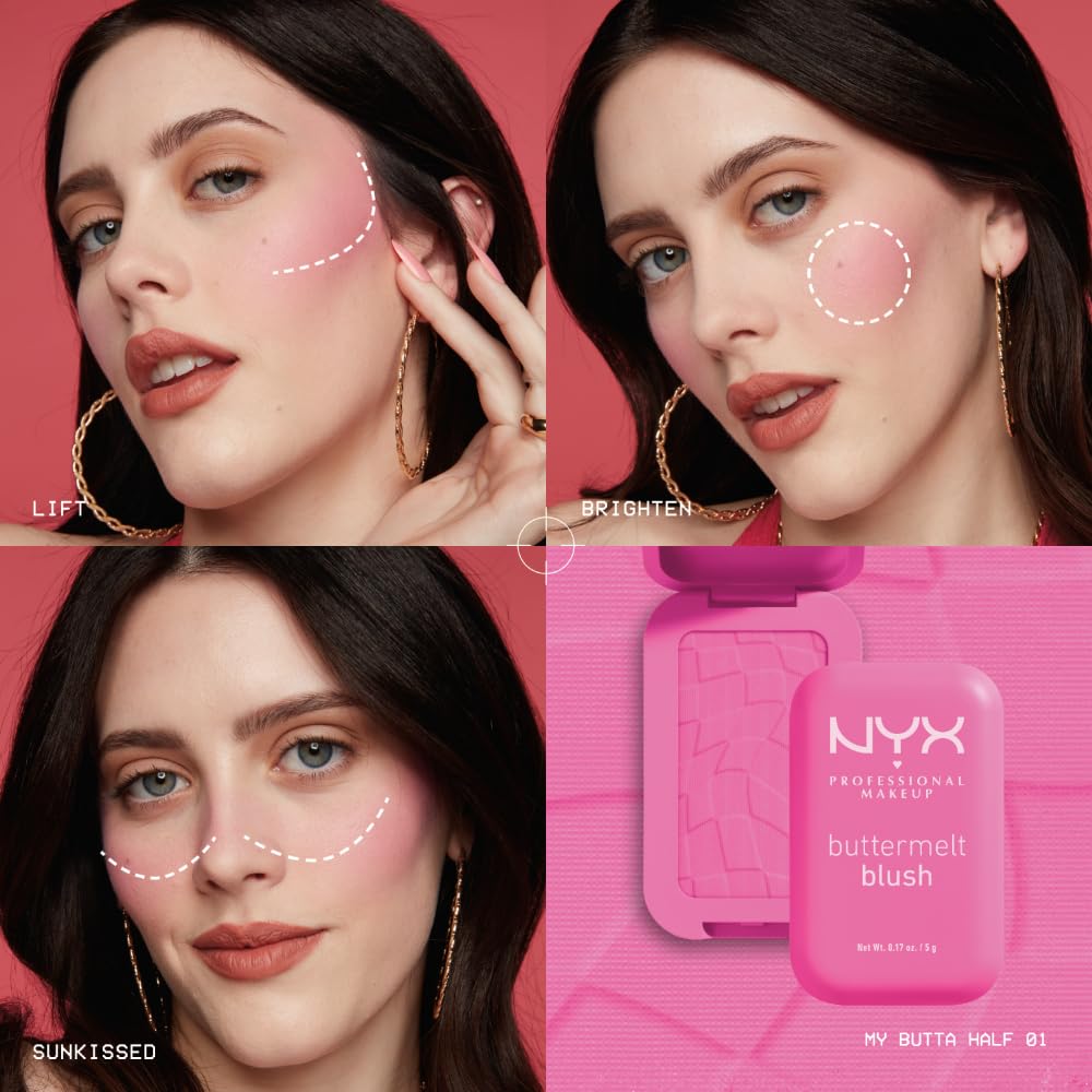 NYX PROFESSIONAL MAKEUP Buttermelt Powder Blush, Fade and Transfer-Resistant Blush, Up to 12HR Make Up Wear, Vegan Formula - For The Butta - dailyvitalstore