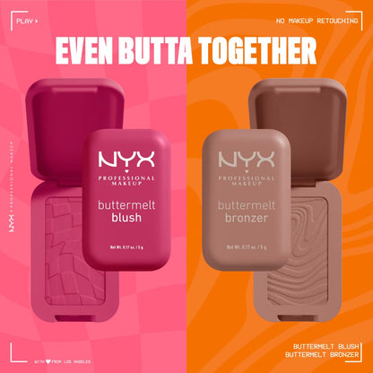 NYX PROFESSIONAL MAKEUP Buttermelt Powder Blush, Fade and Transfer-Resistant Blush, Up to 12HR Make Up Wear, Vegan Formula - For The Butta - dailyvitalstore