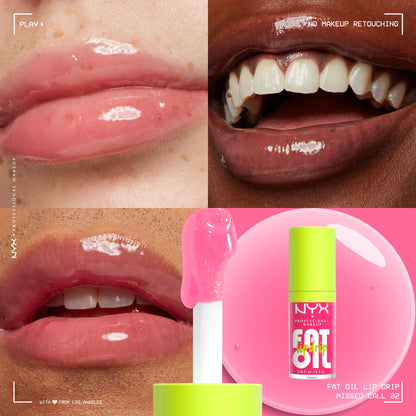 NYX PROFESSIONAL MAKEUP Fat Oil Lip Drip, Moisturizing Lip Oil Gloss, Vegan Tinted Formula, Up to 12 HR Hydration - Missed Call (Sheer Pink) - dailyvitalstore