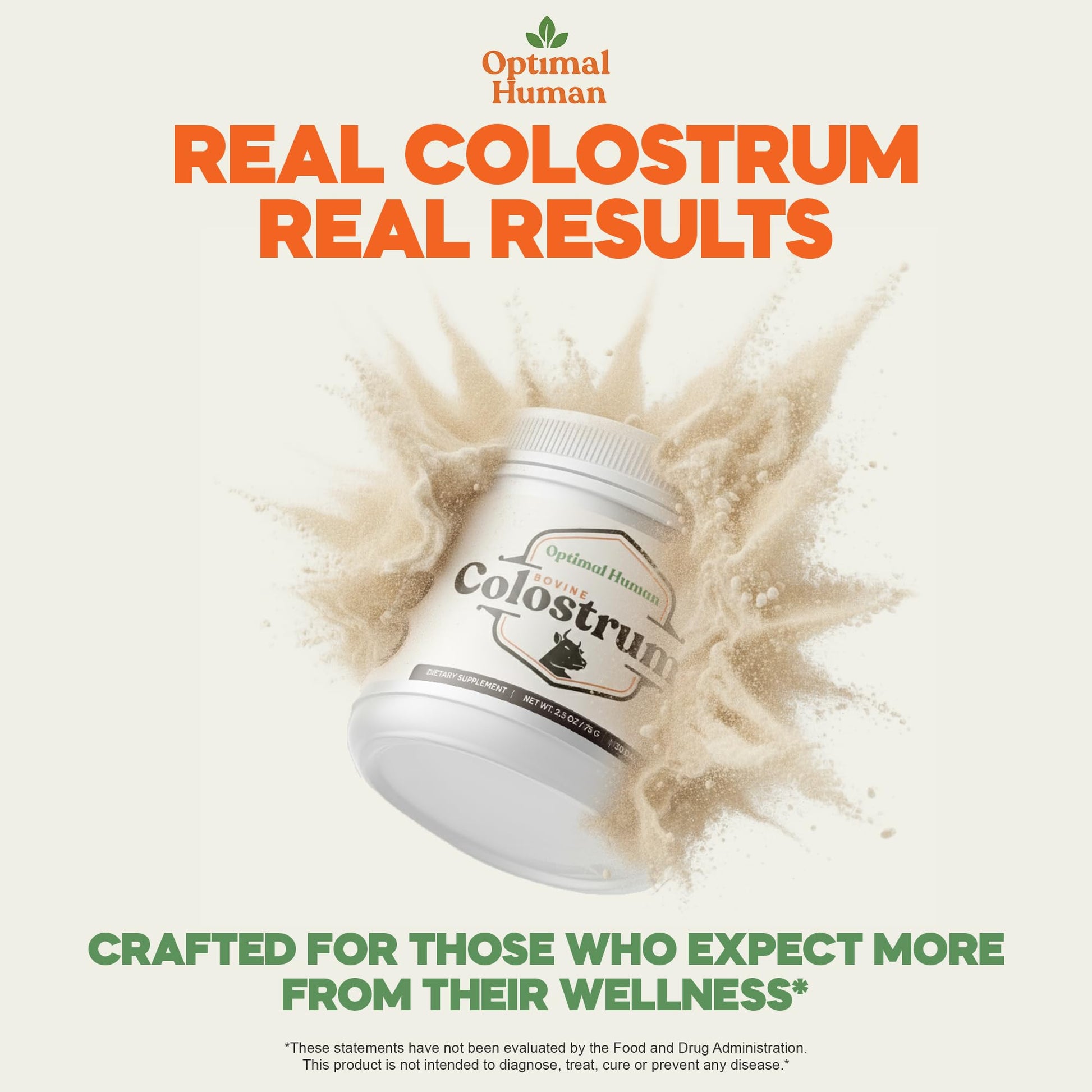 O H Optimal Human Bovine Colostrum Powder with Marshmallow Root – Gut & Immune Support Colostrum Supplement Capsules with IgG & Protein – Non-GMO, GMP Certified, Made in USA – Unflavored 30 Servings - dailyvitalstore