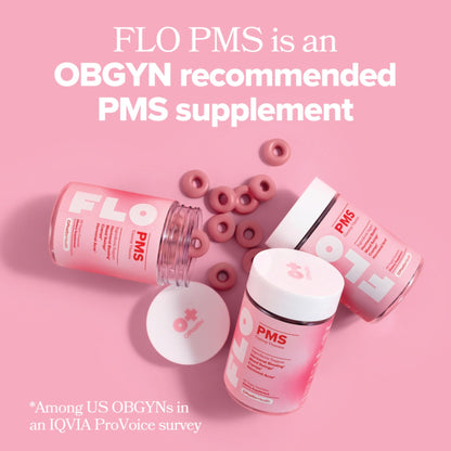 O Positiv FLO PMS Gummies for Women - Proactive PMS Relief - Targets Hormonal Breakouts, Bloating, Cramps, & Mood Swings with Chasteberry - dailyvitalstore