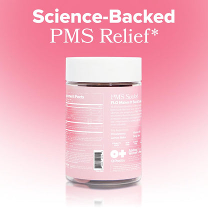 O Positiv FLO PMS Gummies for Women - Proactive PMS Relief - Targets Hormonal Breakouts, Bloating, Cramps, & Mood Swings with Chasteberry - dailyvitalstore