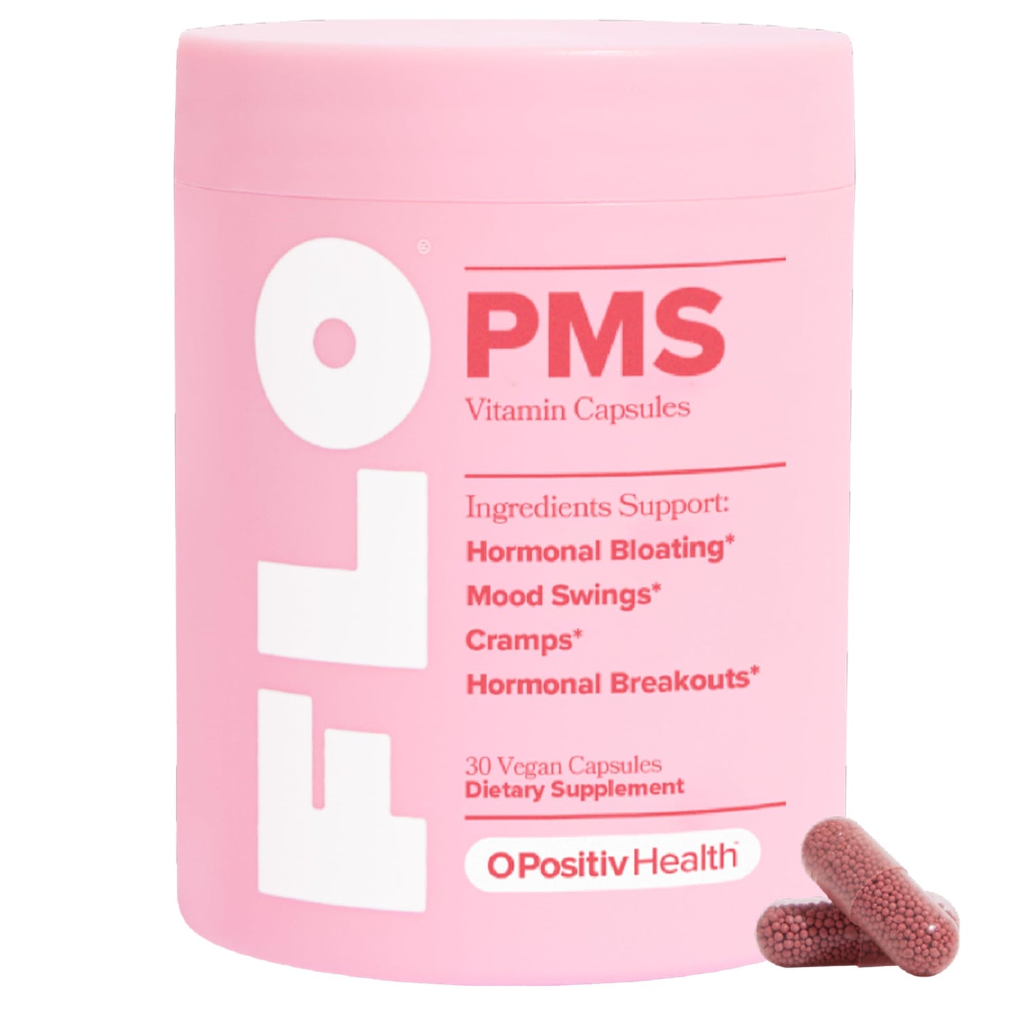 O Positiv FLO PMS Vitamins for Women, 30 Servings (Pack of 1) - Proactive PMS Relief - Targets Hormonal Breakouts, Bloating, Cramps - dailyvitalstore