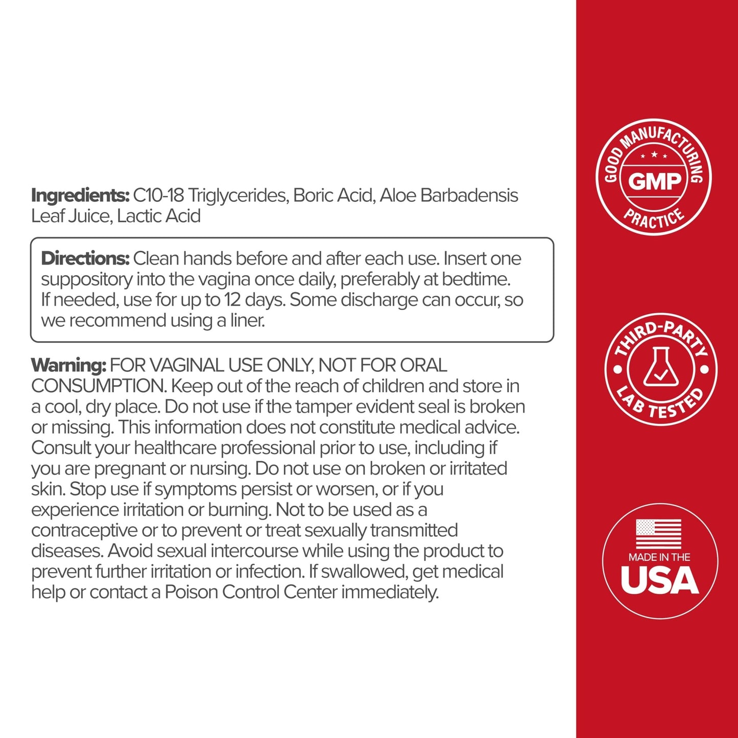 O Positiv URO Boric Acid Vaginal Suppository – with Lactic Acid, and Aloe for Fast Relief and Vaginal Odor Control – Vegan, Free from Parabens, Dyes, and Fragrances – 12 Count (Pack of 1) - dailyvitalstore