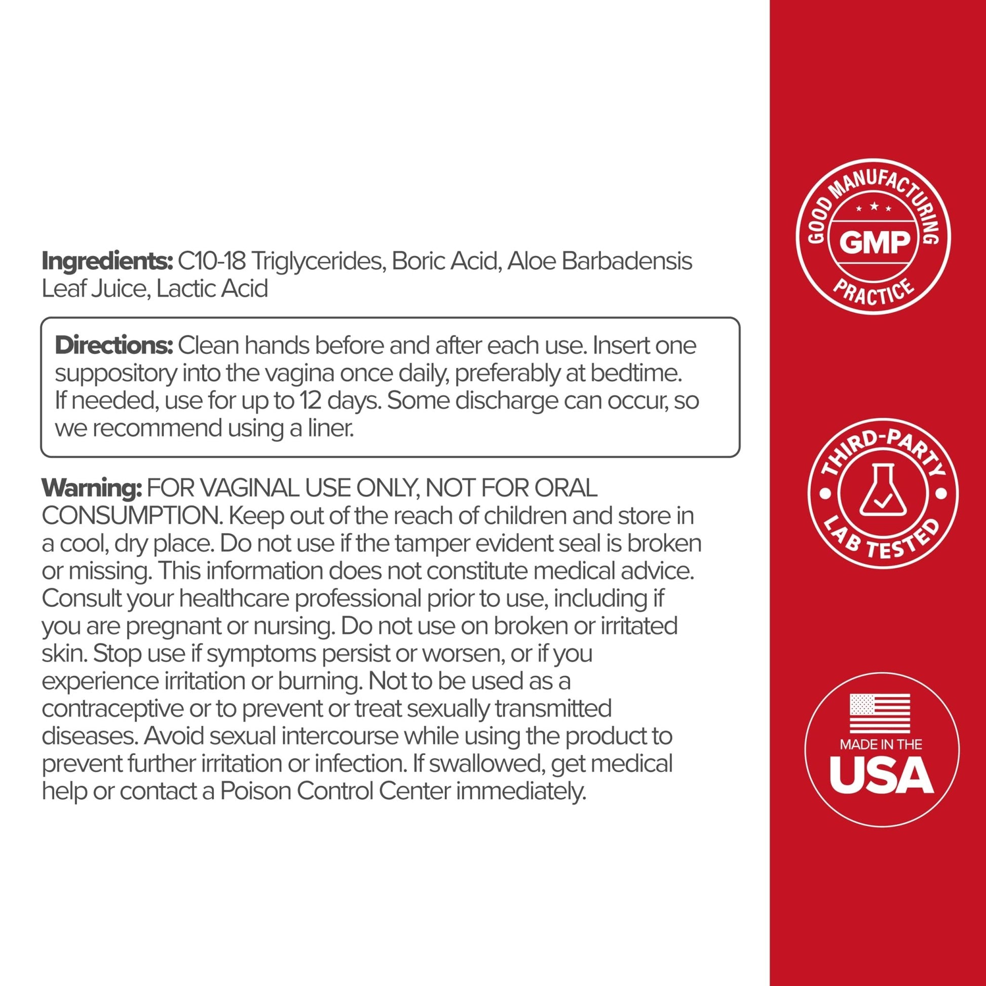 O Positiv URO Boric Acid Vaginal Suppository – with Lactic Acid, and Aloe for Fast Relief and Vaginal Odor Control – Vegan, Free from Parabens, Dyes, and Fragrances – 12 Count (Pack of 1) - dailyvitalstore