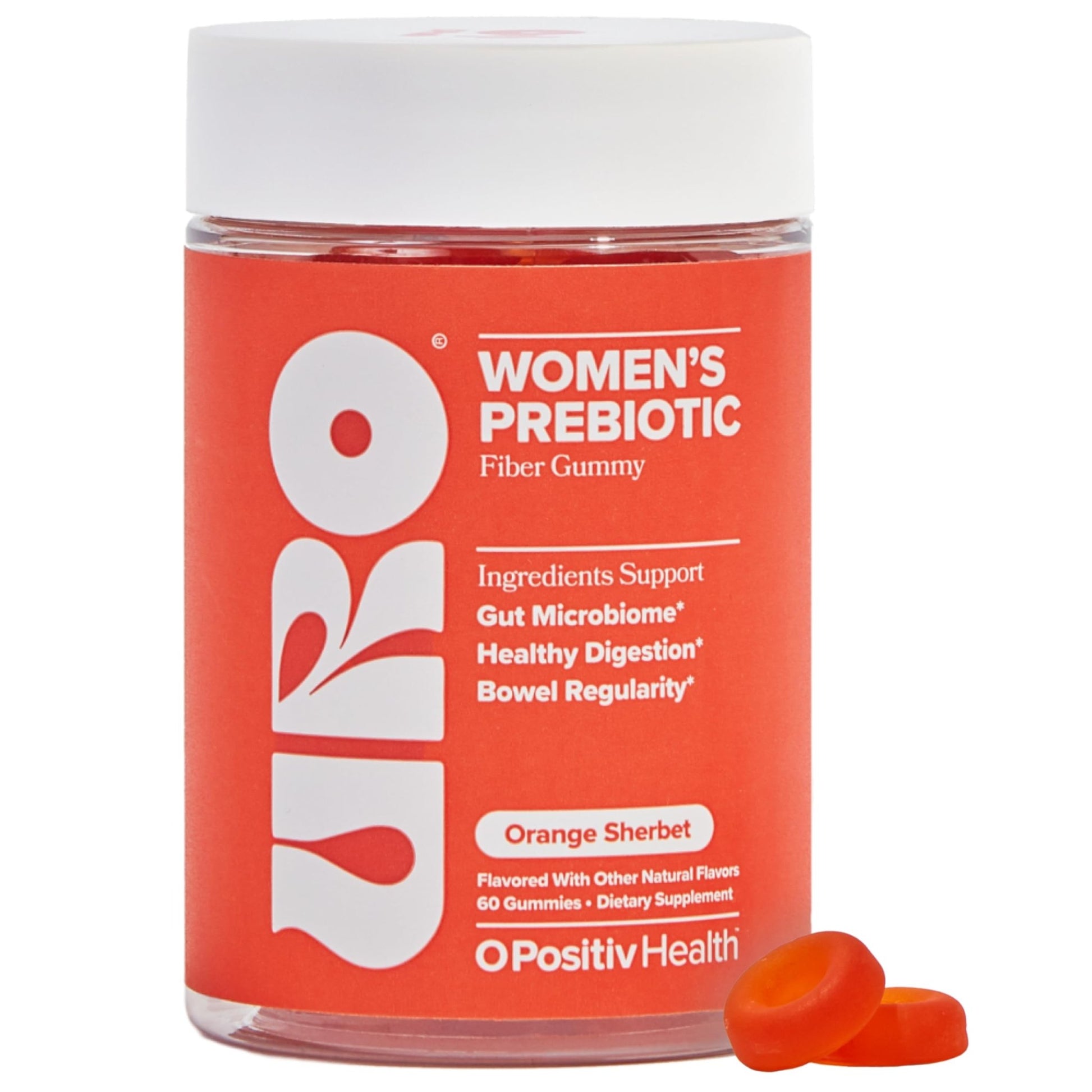 O Positiv URO Fiber Gummies for Adults, 60 Count (Pack of 1) - Prebiotic Chicory Root Inulin Fiber Supplement - Daily Gummy Fiber for Digestive Gut Health - Non-GMO, Vegan & Cruelty-Free - dailyvitalstore