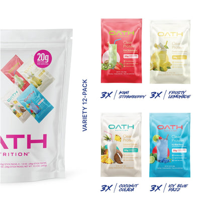Oath Nutrition Clear Whey Isolate Protein Powder Variety Pack, 12 Pack - dailyvitalstore